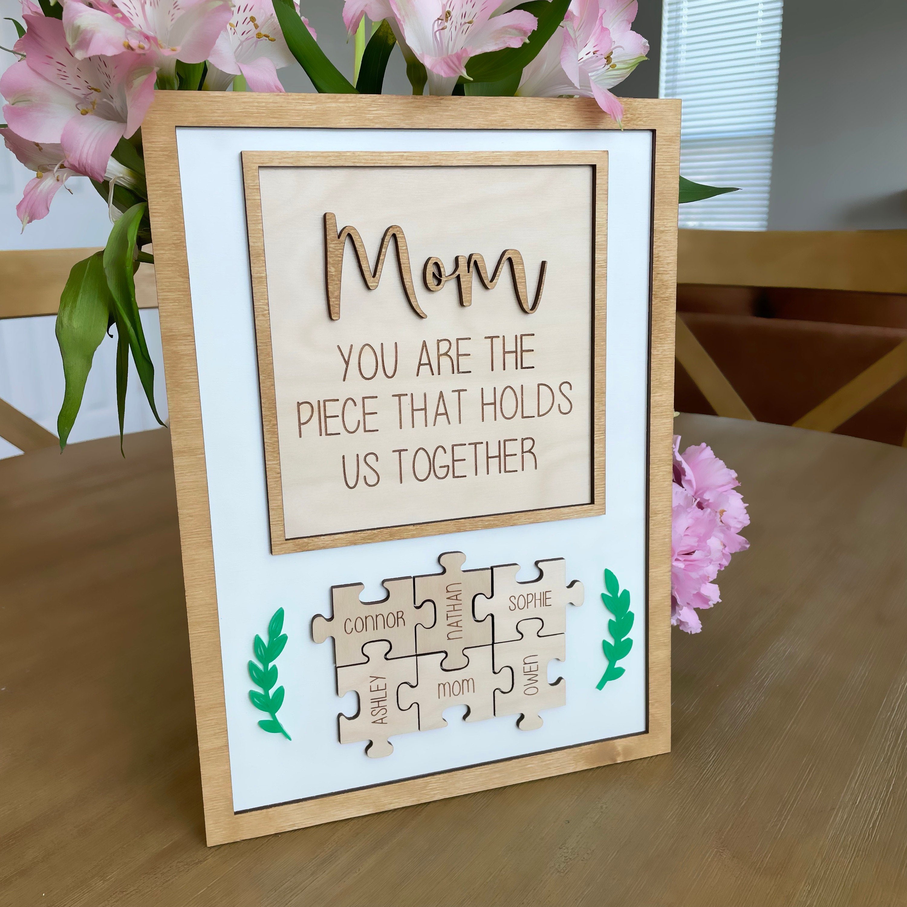 Personalized Puzzle Piece Mom Gift Sign | Mom You Are The Piece That Holds Us Together | Mothers Day Gift