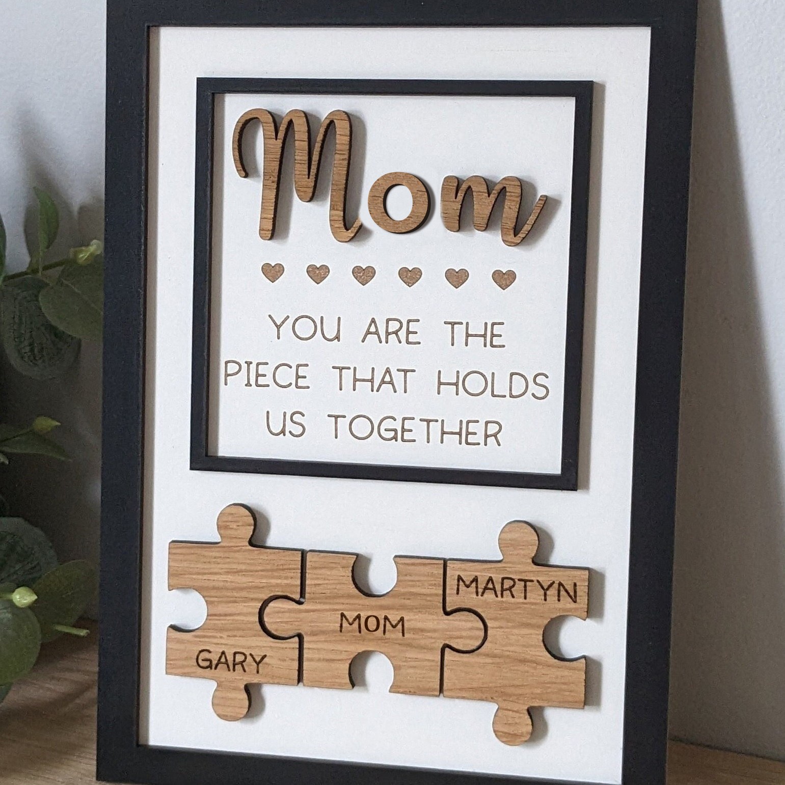 Handmade Personalized Puzzle Piece Mom Gift Sign | Mom You Are The Piece That Holds Us Together | Mothers Day Gift