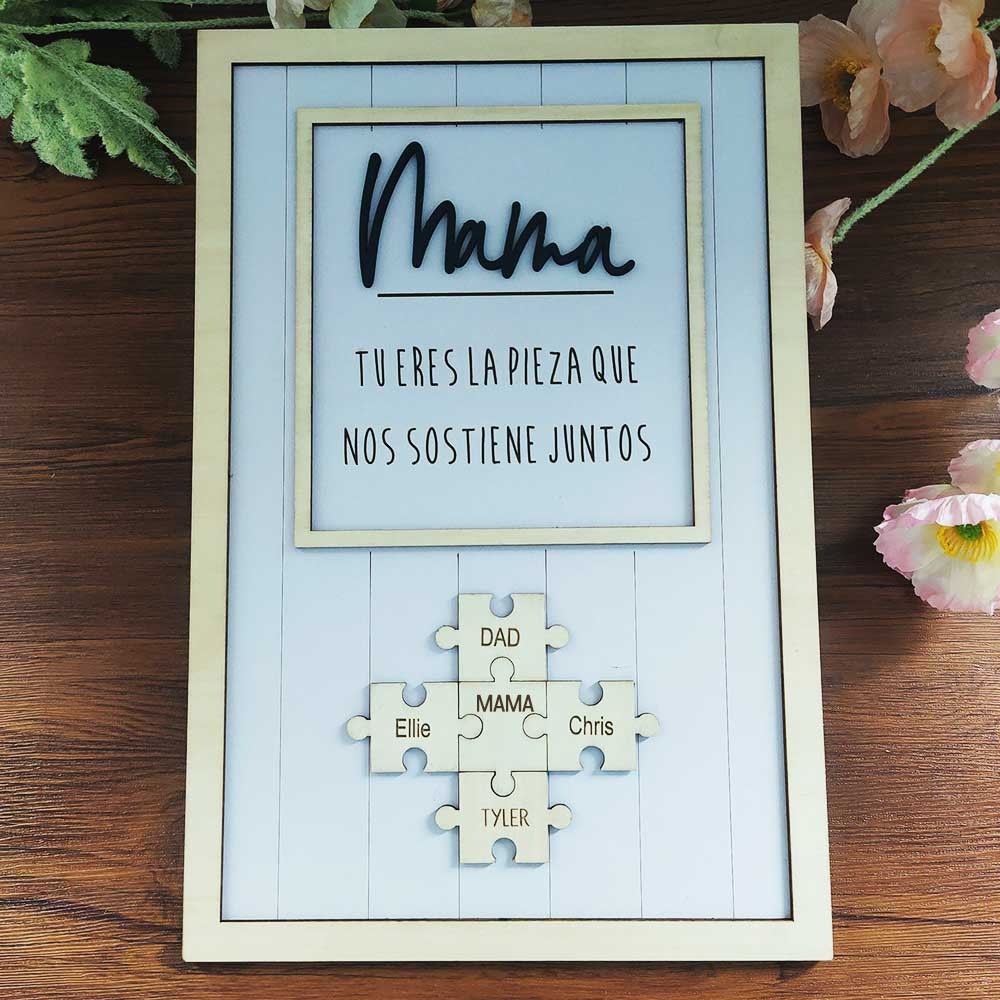 Senal de regalo para mama hecha a mano con pieza de rompecabezas personalizada | Mama Eres la pieza que nos mantiene unidos | Mothers Day Gift