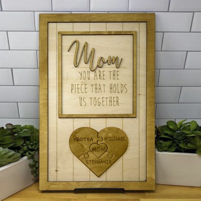 Mom You Are The Piece That Holds Us Together Heart Jigsaw | Personalized Mom Heart Jigsaw Puzzle Pieces | Mothers Day Gift | Custom Gift