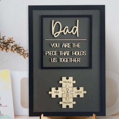 Handmade Personalized Wood Dad Puzzle Sign | Dad you are the pieces that hold us together | Father's Day Gift