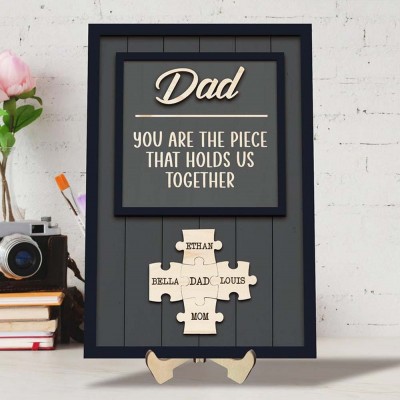 Handmade Personalized Wood Dad Puzzle Sign | Dad you are the pieces that hold us together | Father's Day Gift