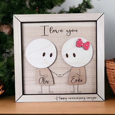 I Love You Personalized Couple Wooden Sign For Valentines Day,Anniversary