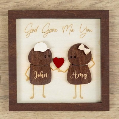 God Gave Me You , Personalized Couple Wooden Sign For Valentines Day,Anniversary