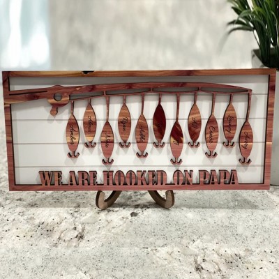 Hooked On Dad/grandpa Engraved Sign