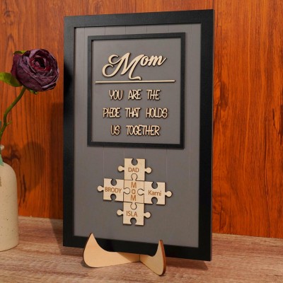 [50% Off Today] Personalized Wood Mom Puzzle Sign | Mom You Are The Piece That Holds Us Together | Mothers Day Gift