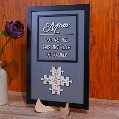 [50% Off Today] Personalized Wood Mom Puzzle Sign | Mom You Are The Piece That Holds Us Together | Mothers Day Gift