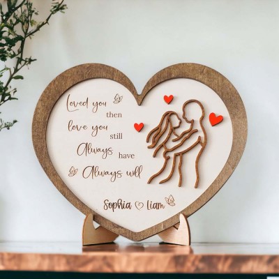 Love You then Love You still Always have Always will Heart Personalized Couple Wooden Sign For Valentines Day,Anniversary