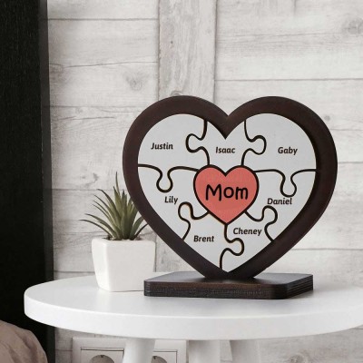 Mom You Are The Piece That Holds Us Together Heart Jigsaw | Personalized Mom Heart Jigsaw Puzzle Pieces | Mothers Day Gift | Custom Gift